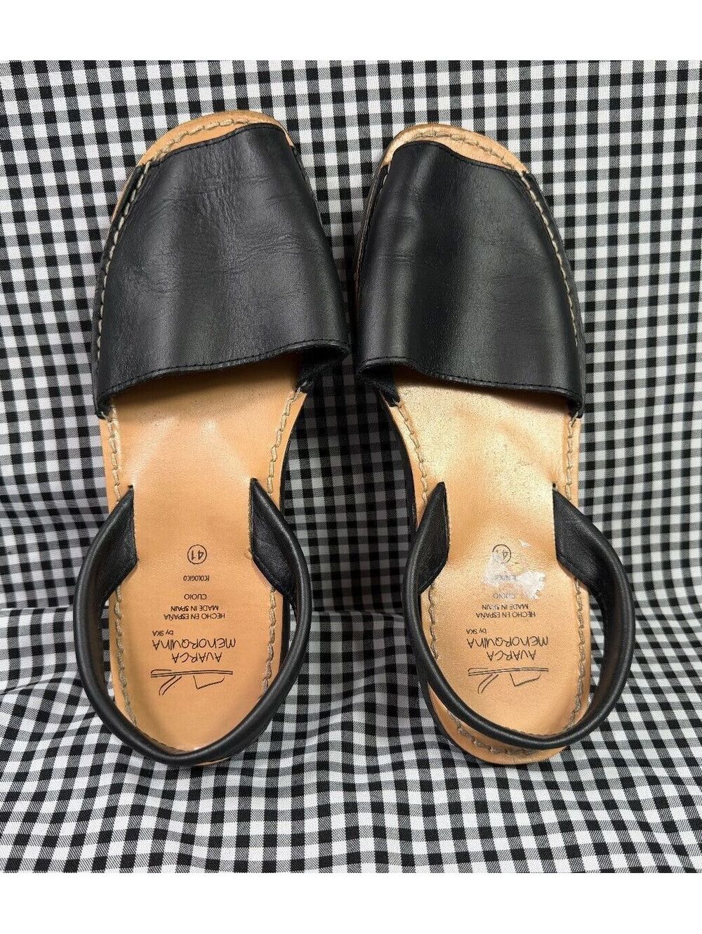 Avarca Menorquina by SKA Black Leather Sandals EU 41 Womens 10 Made Spain